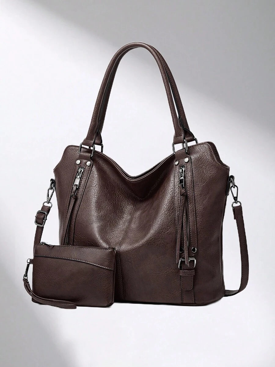 Women's Elegant Tote Bag Pu Leather Shoulder Bag Messenger Bag Office Commuter Bag Suitable For Shopping
