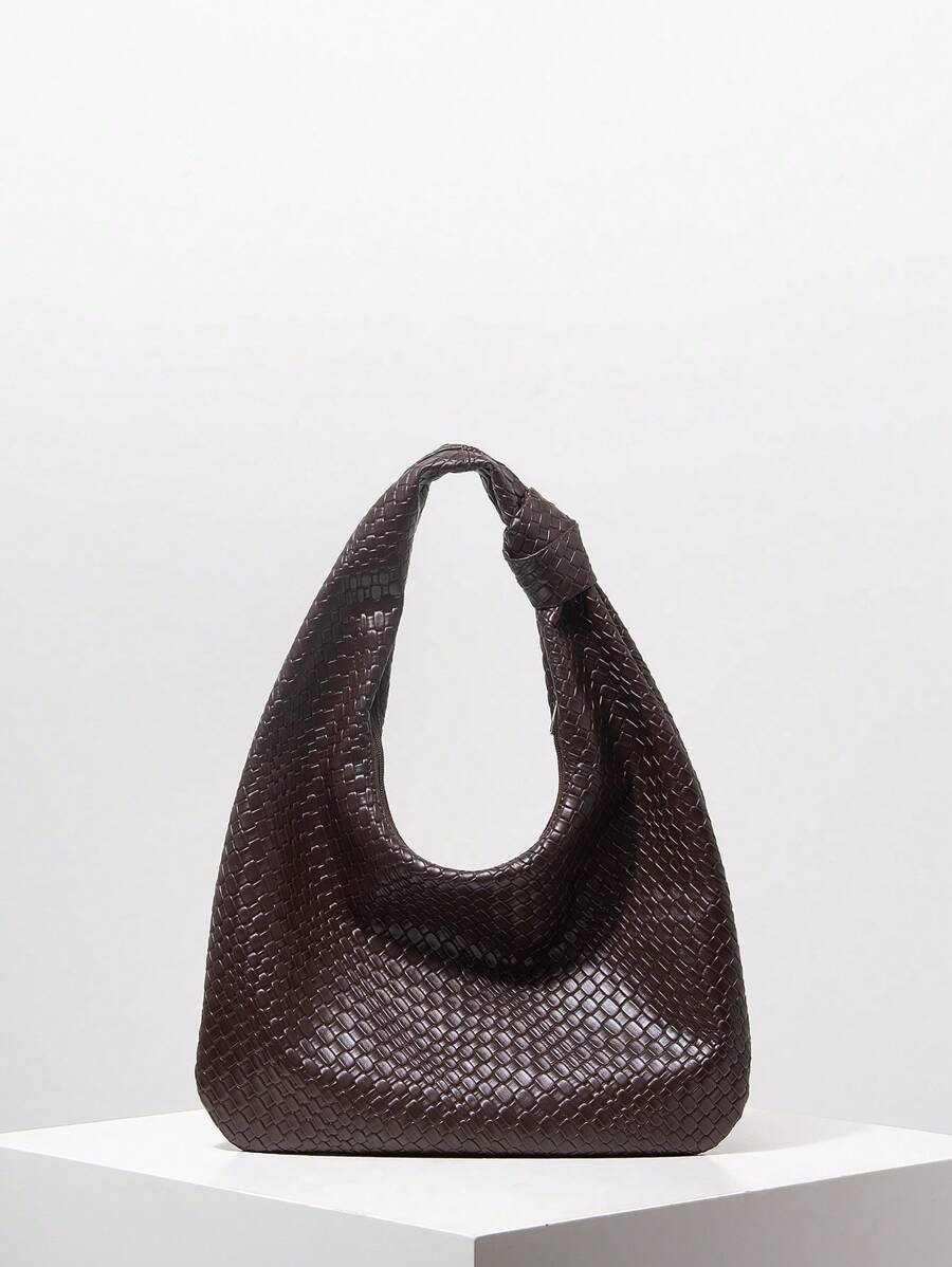 Vintage Woven Faux Leather Shoulder Bag, Casual Tote Bag For Ladies, Work Bag For Women, New Year's Outfit, Elegant Women Bag (Pattern Random)