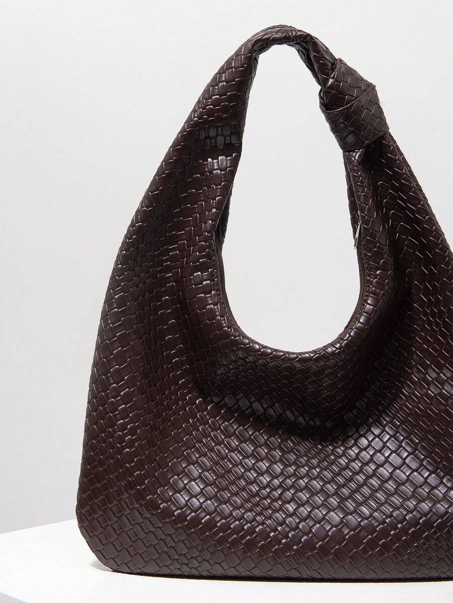 Vintage Woven Faux Leather Shoulder Bag, Casual Tote Bag For Ladies, Work Bag For Women, New Year's Outfit, Elegant Women Bag (Pattern Random)