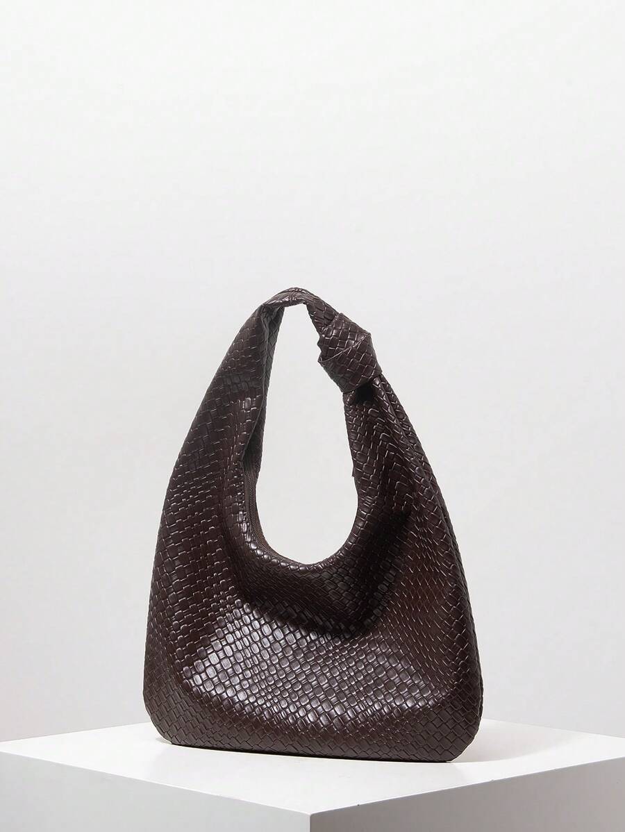 Vintage Woven Faux Leather Shoulder Bag, Casual Tote Bag For Ladies, Work Bag For Women, New Year's Outfit, Elegant Women Bag (Pattern Random)