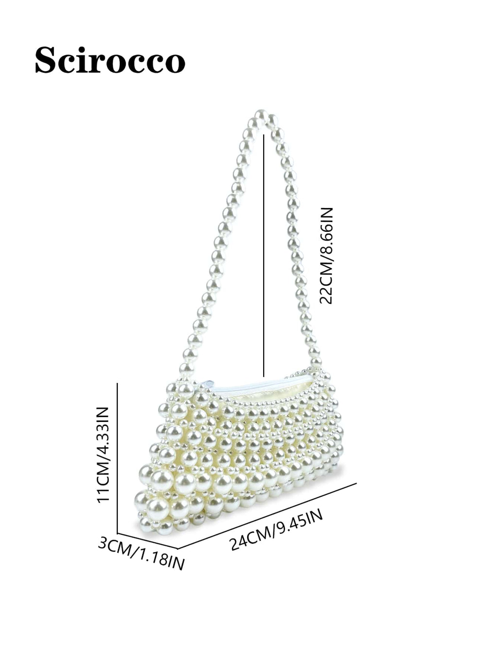 Pearl-Handled Large Tote Bag With Bead Detail, Shoulder Bag Or Underarm Bag