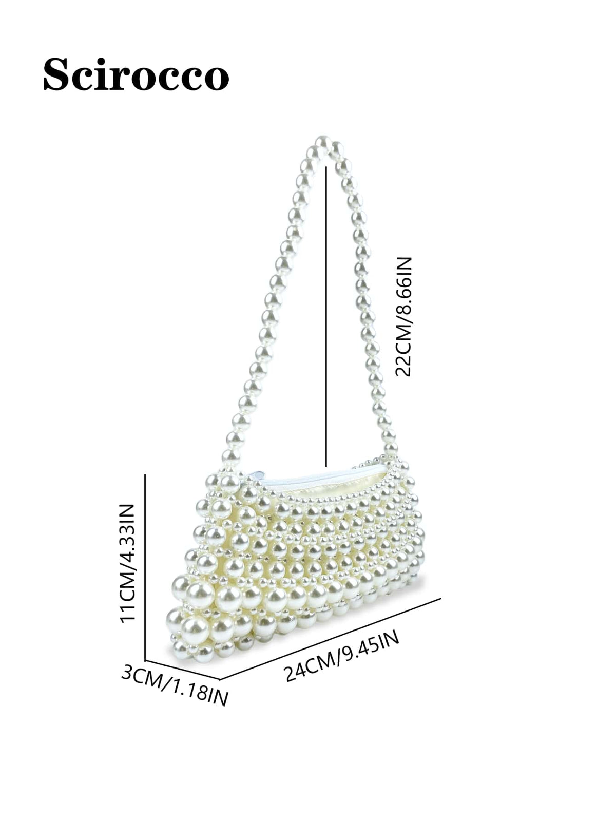 Pearl-Handled Large Tote Bag With Bead Detail, Shoulder Bag Or Underarm Bag
