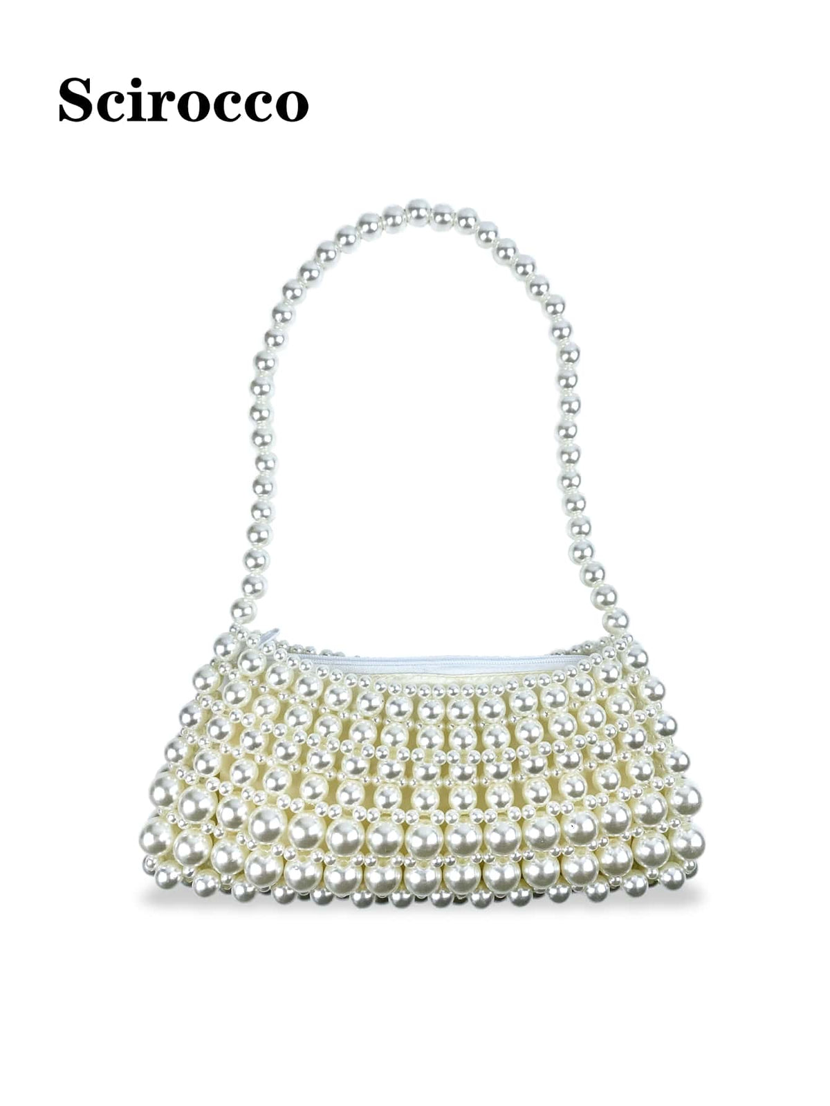 Pearl-Handled Large Tote Bag With Bead Detail, Shoulder Bag Or Underarm Bag
