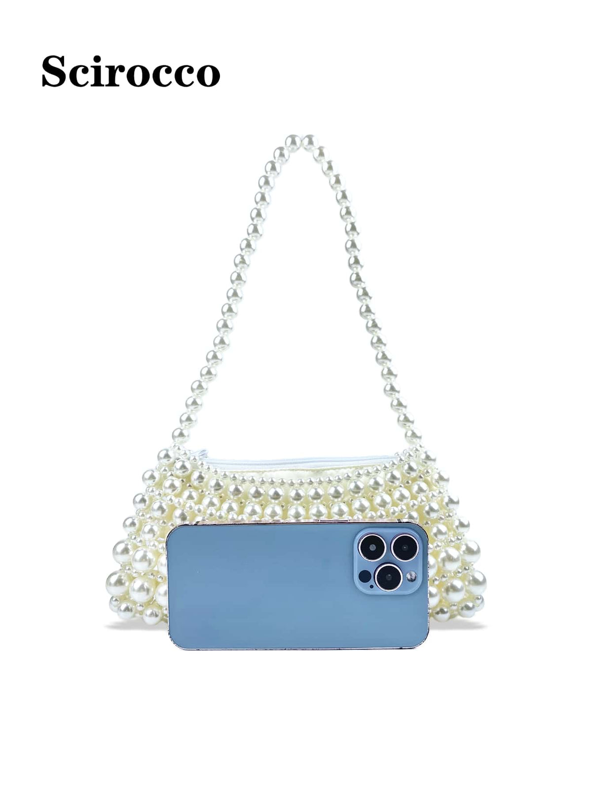Pearl-Handled Large Tote Bag With Bead Detail, Shoulder Bag Or Underarm Bag