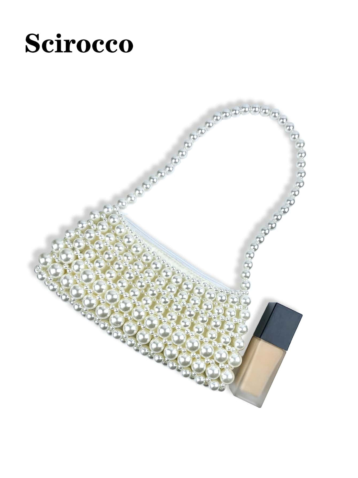 Pearl-Handled Large Tote Bag With Bead Detail, Shoulder Bag Or Underarm Bag