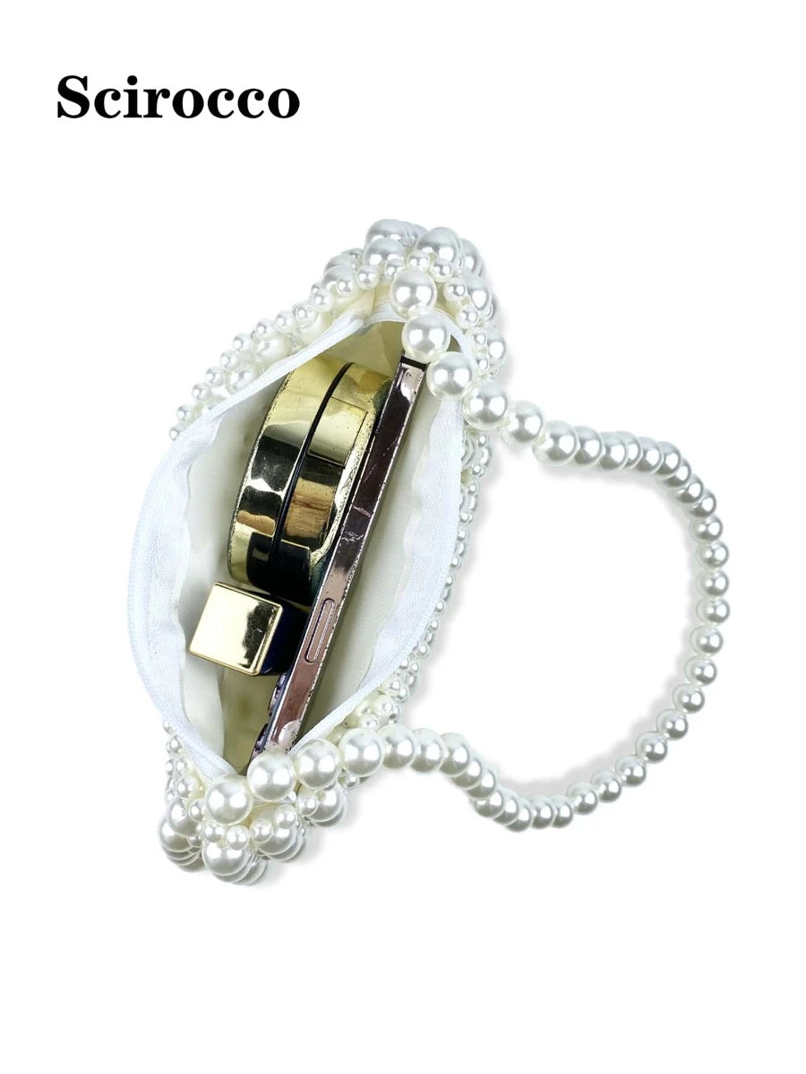 Pearl-Handled Large Tote Bag With Bead Detail, Shoulder Bag Or Underarm Bag