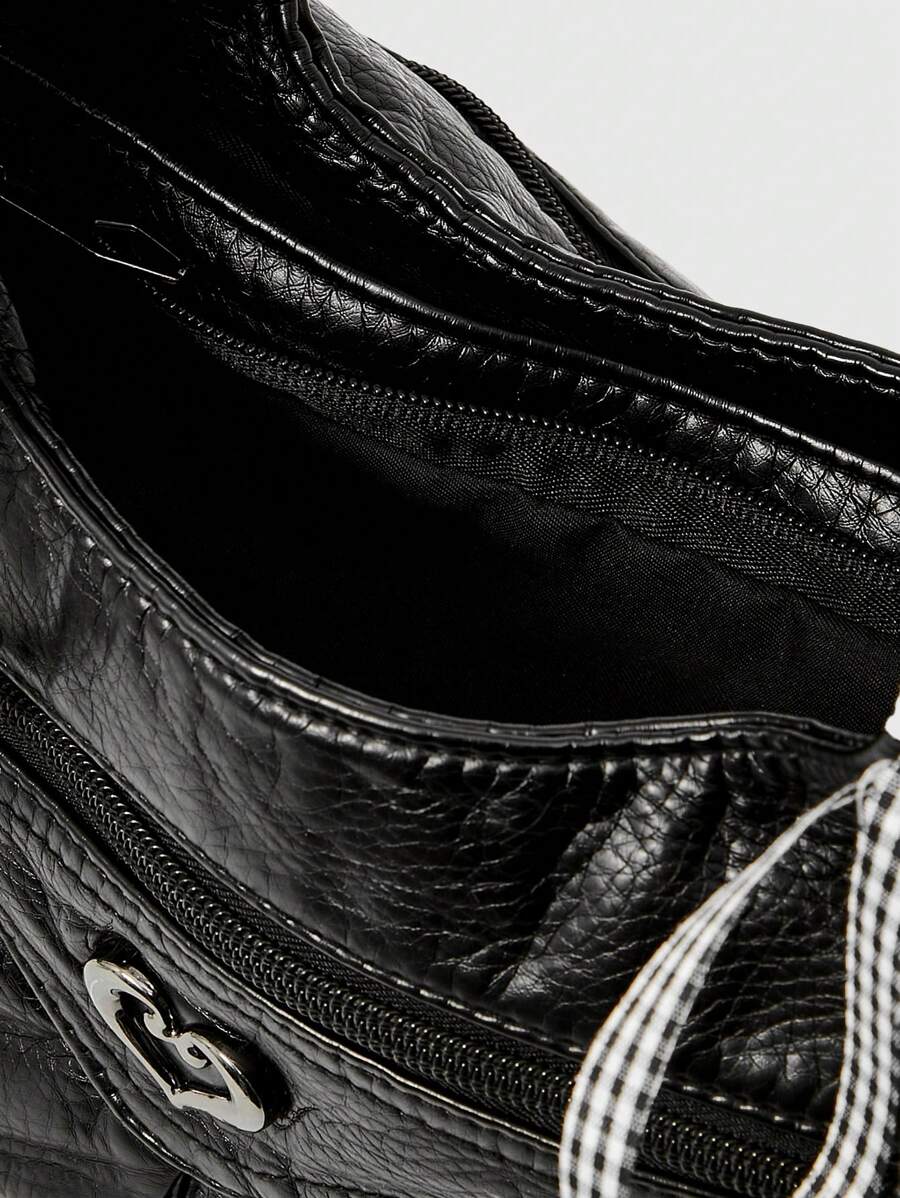 ROMWE Grunge Punk Casual Lady Commuter Shoulder Tote Bag, Large Capacity, New Arrival Tote Bags For Woman