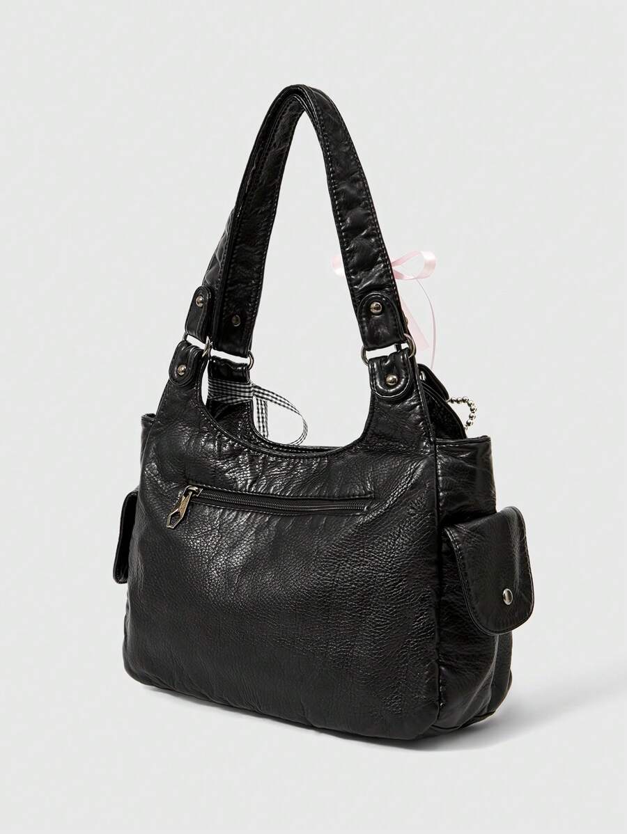 ROMWE Grunge Punk Casual Lady Commuter Shoulder Tote Bag, Large Capacity, New Arrival Tote Bags For Woman