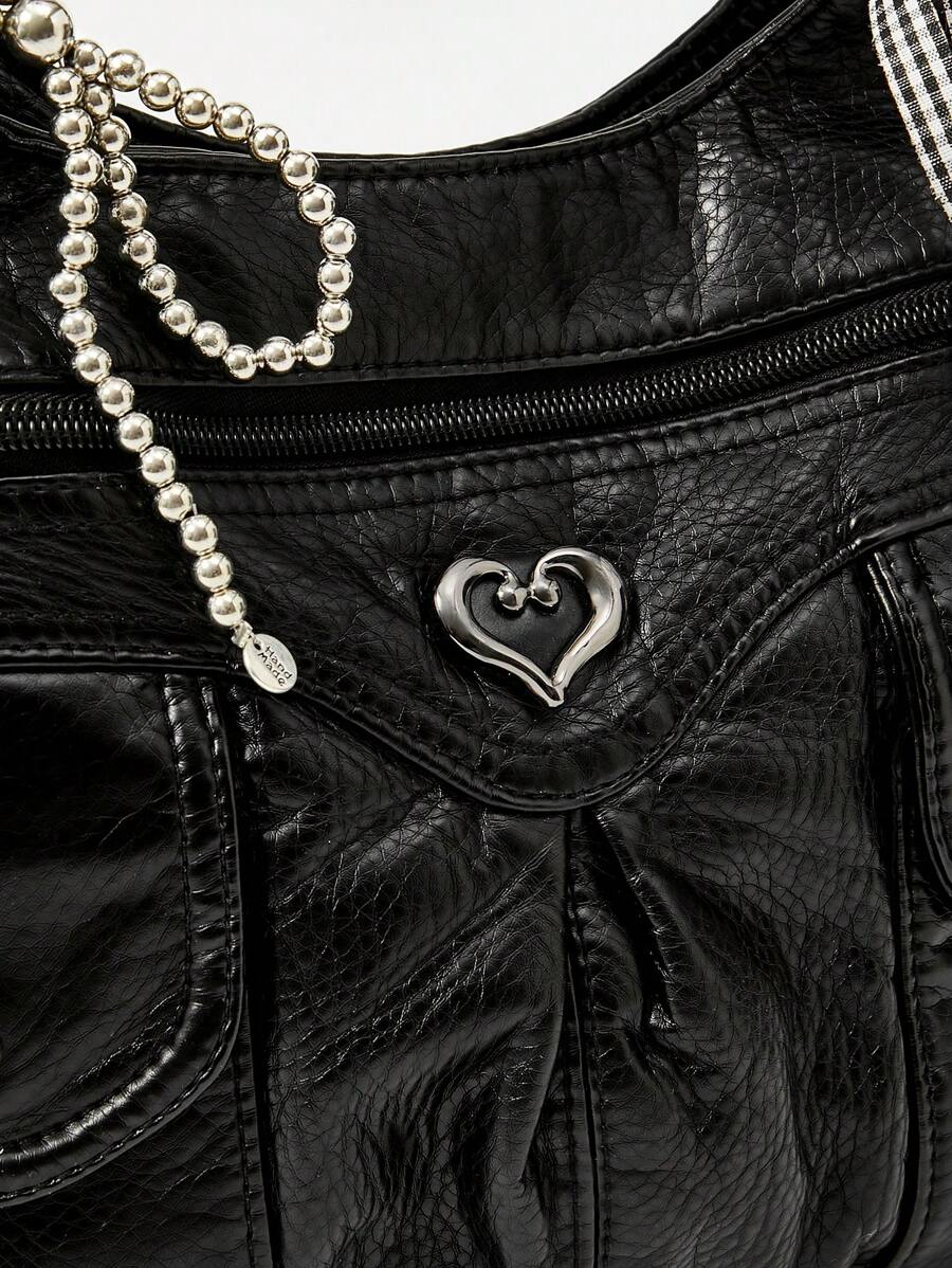 ROMWE Grunge Punk Casual Lady Commuter Shoulder Tote Bag, Large Capacity, New Arrival Tote Bags For Woman