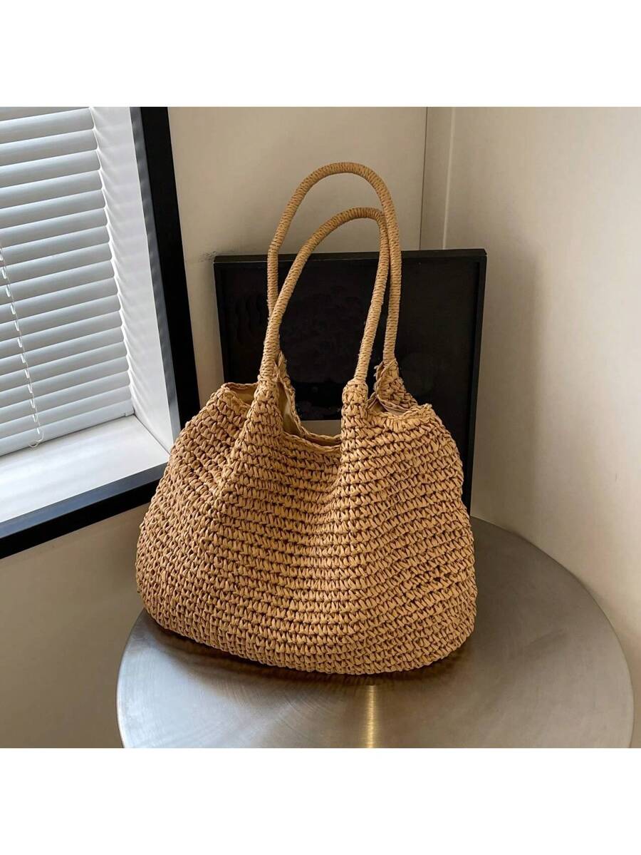 Fashion Straw Bag Large Capacity Beach Bag Summer Fashion Women's Bag Tote Shoulder Bag, Beach Bag, Summer