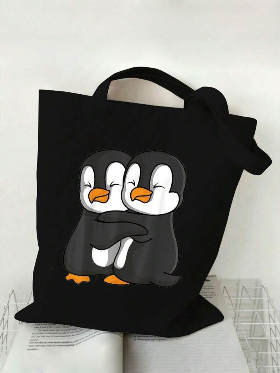 2pcs Set Daily Tote Bag- Spacious Shoulder Bag With Cute Dachshund & Butterfly Pattern, Printed Portable Handbag Set- Women Fashion Tote Bag With Small Zipper Cosmetic Pouch, Reusable Shopping Bag