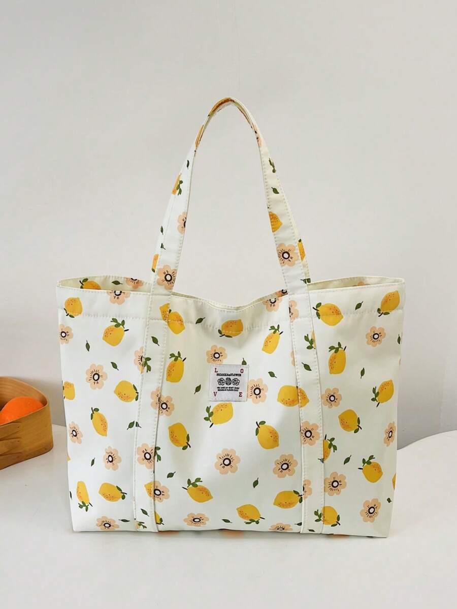 Printed Tote Bag, Casual, Shopping, Shoulder Bag, Travel Bag, Large Shoulder Bag, New Summer Bag, Mom Travel Bag, Minimalist Knit Tote Bag, Autumn/Winter,Beach Bag