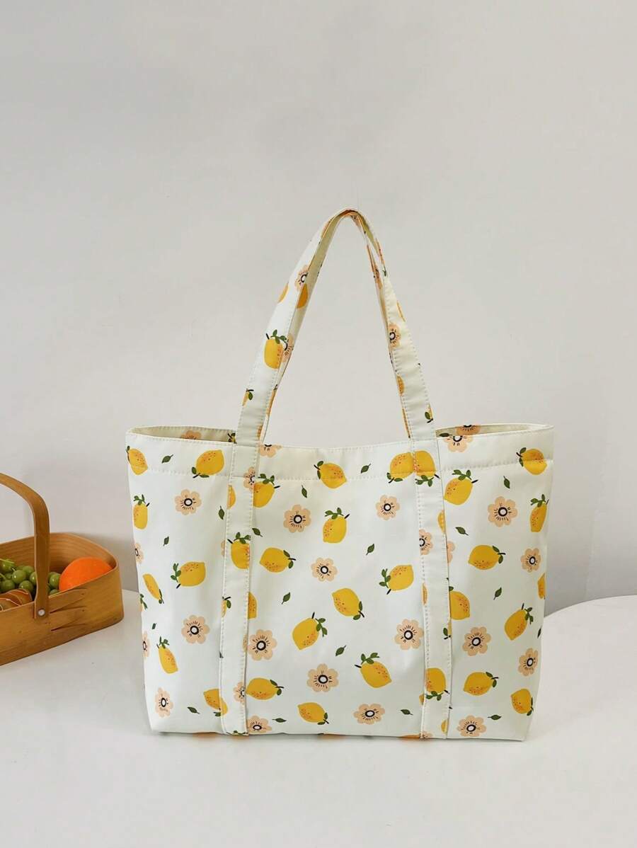 Printed Tote Bag, Casual, Shopping, Shoulder Bag, Travel Bag, Large Shoulder Bag, New Summer Bag, Mom Travel Bag, Minimalist Knit Tote Bag, Autumn/Winter,Beach Bag