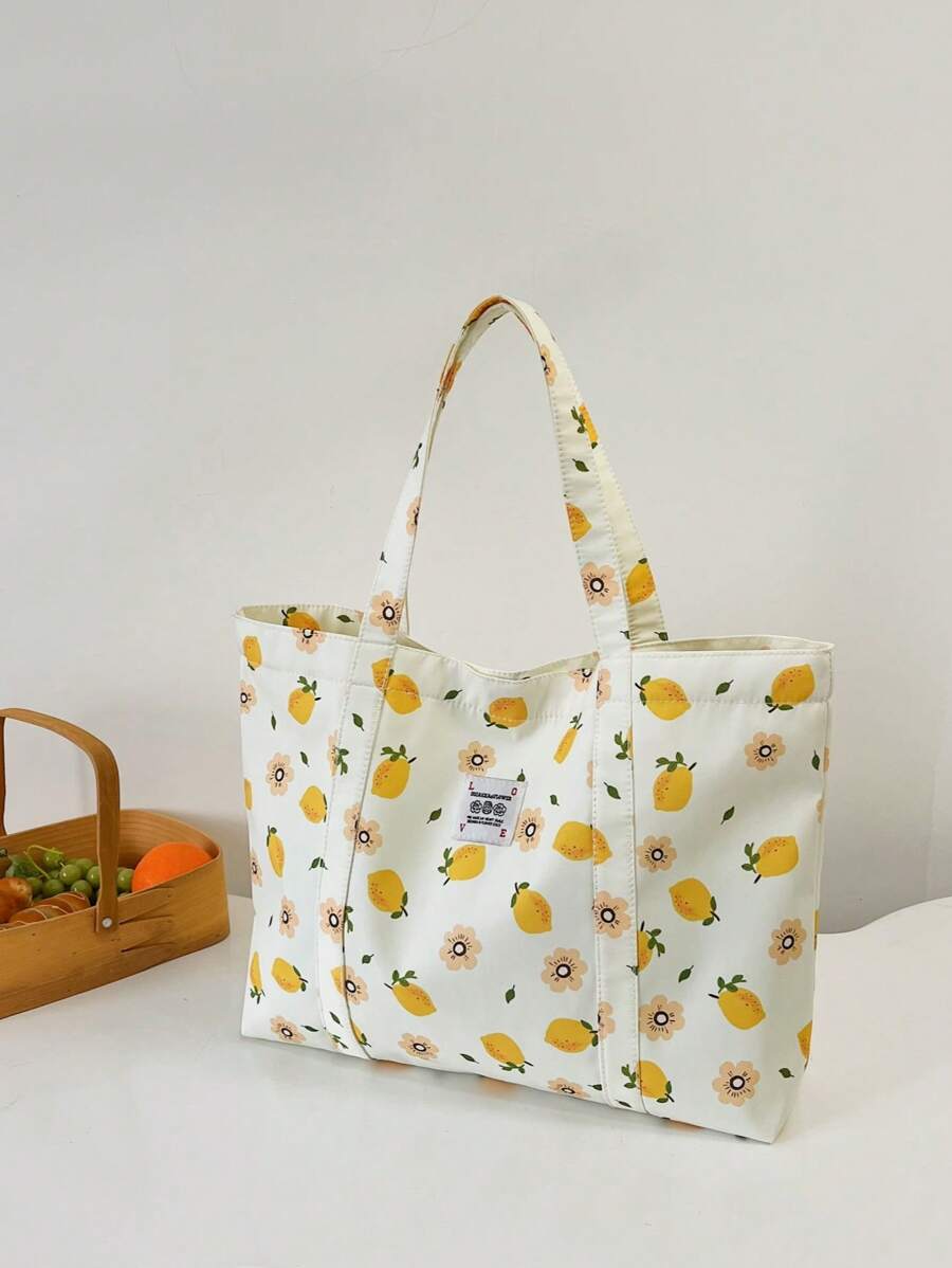 Printed Tote Bag, Casual, Shopping, Shoulder Bag, Travel Bag, Large Shoulder Bag, New Summer Bag, Mom Travel Bag, Minimalist Knit Tote Bag, Autumn/Winter,Beach Bag