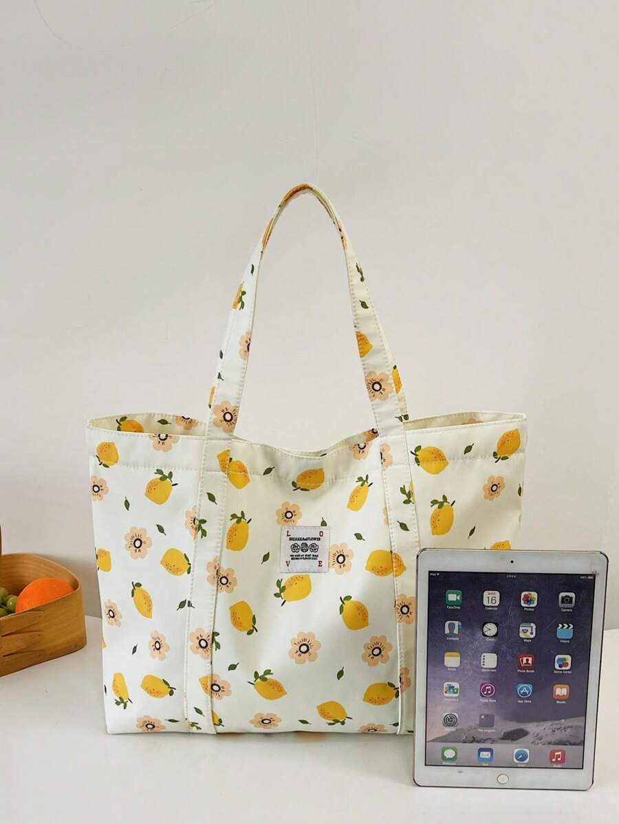 Printed Tote Bag, Casual, Shopping, Shoulder Bag, Travel Bag, Large Shoulder Bag, New Summer Bag, Mom Travel Bag, Minimalist Knit Tote Bag, Autumn/Winter,Beach Bag