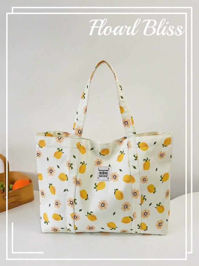 Printed Tote Bag, Casual, Shopping, Shoulder Bag, Travel Bag, Large Shoulder Bag