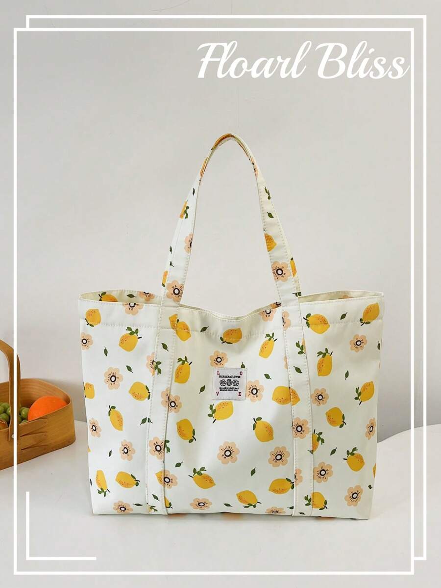 Printed Tote Bag, Casual, Shopping, Shoulder Bag, Travel Bag, Large Shoulder Bag, New Summer Bag, Mom Travel Bag, Minimalist Knit Tote Bag, Autumn/Winter,Beach Bag