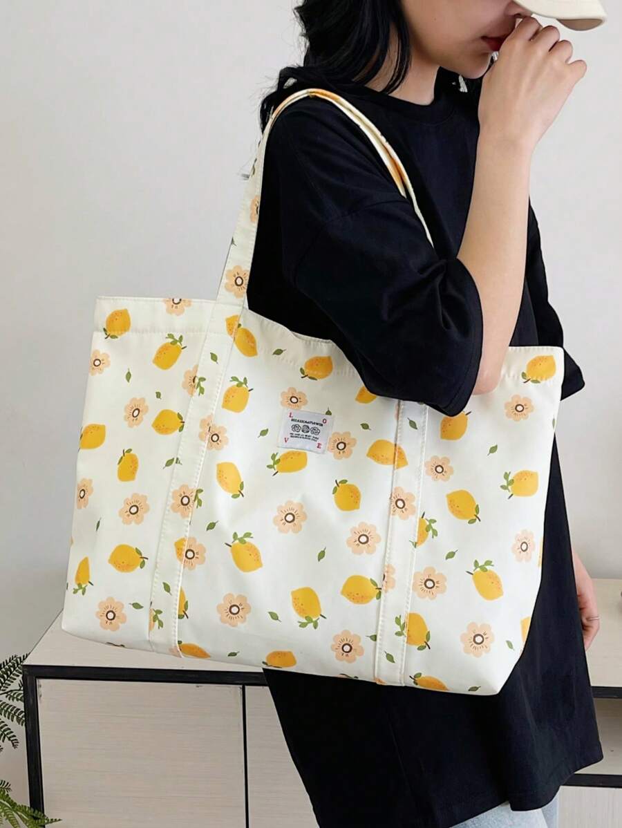 Printed Tote Bag, Casual, Shopping, Shoulder Bag, Travel Bag, Large Shoulder Bag, New Summer Bag, Mom Travel Bag, Minimalist Knit Tote Bag, Autumn/Winter,Beach Bag