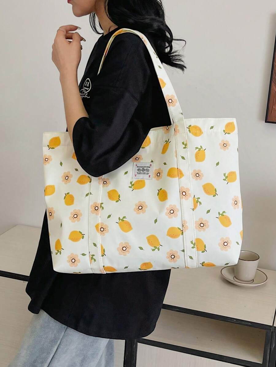 Printed Tote Bag, Casual, Shopping, Shoulder Bag, Travel Bag, Large Shoulder Bag, New Summer Bag, Mom Travel Bag, Minimalist Knit Tote Bag, Autumn/Winter,Beach Bag