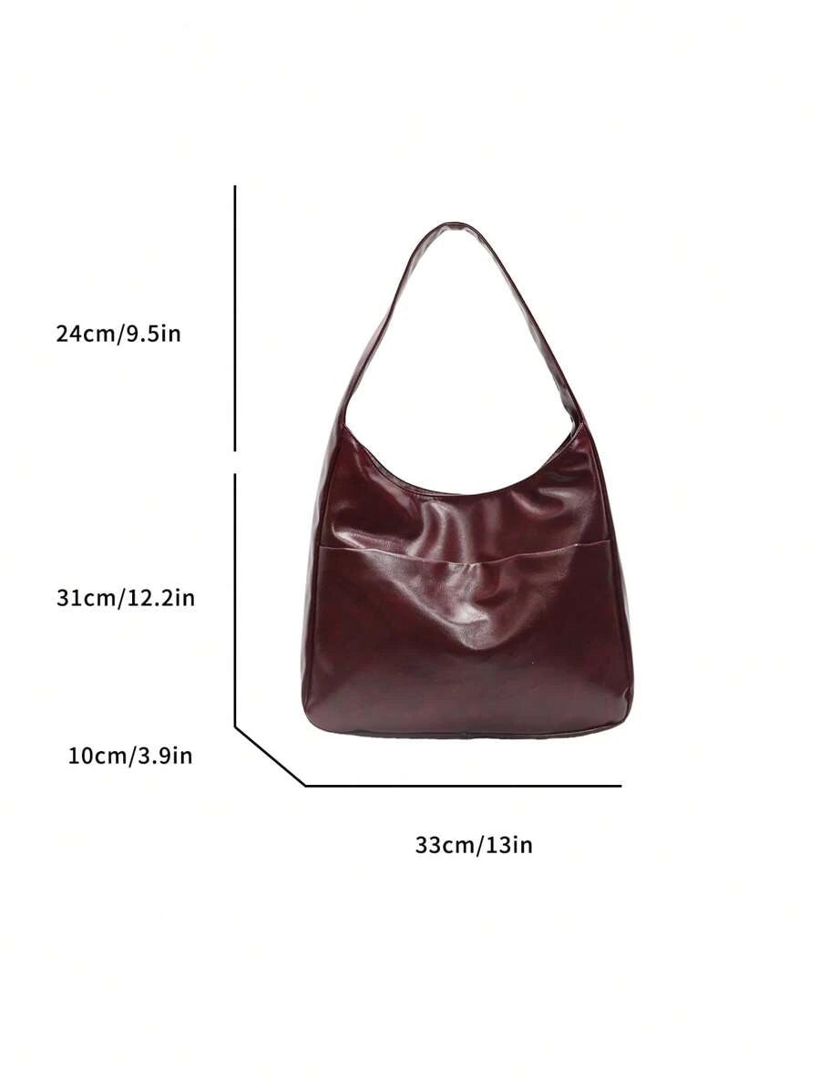 New Fashion Women's Shoulder Bag, Large Capacity Storage Handbag In Wine Red, Foldable Minimalist Shoulder Bag, Underarm Bag, Compact Lightweight Multifunctional Bag, Retro Style College/Work Commute