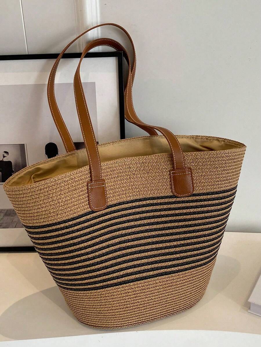 Fashion Straw Tote Bag Large Capacity Women's Shoulder Bag Bucket Bag Versatile Commute And Outdoor