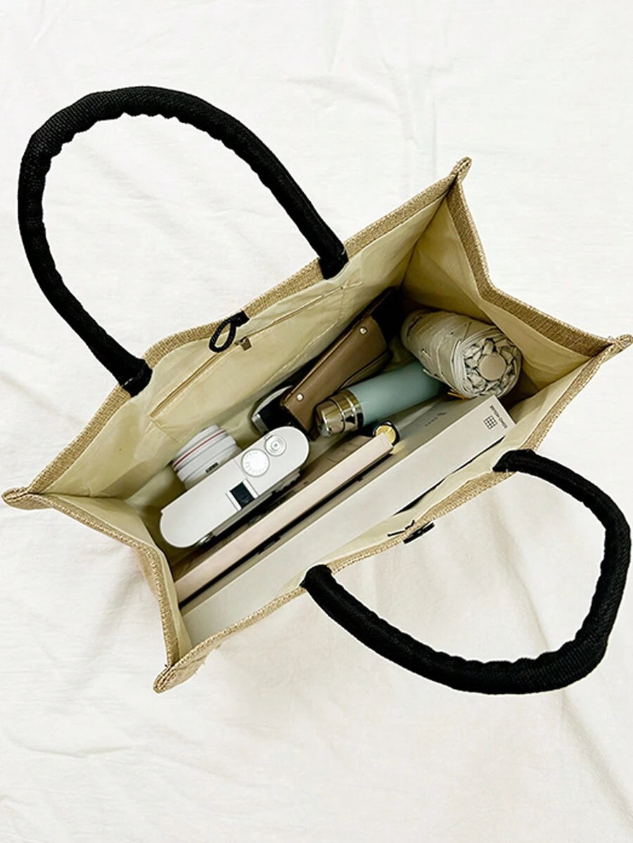 Italian Milan Linen Canvas Tote Bag Set: Lightweight Shopping Bag With Mini Coin Purse. Travel Cosmetic Bag: Perfect Choice For Outdoor Makeup! As An Excellent Gift Choice, Suitable For Mothers, Teach