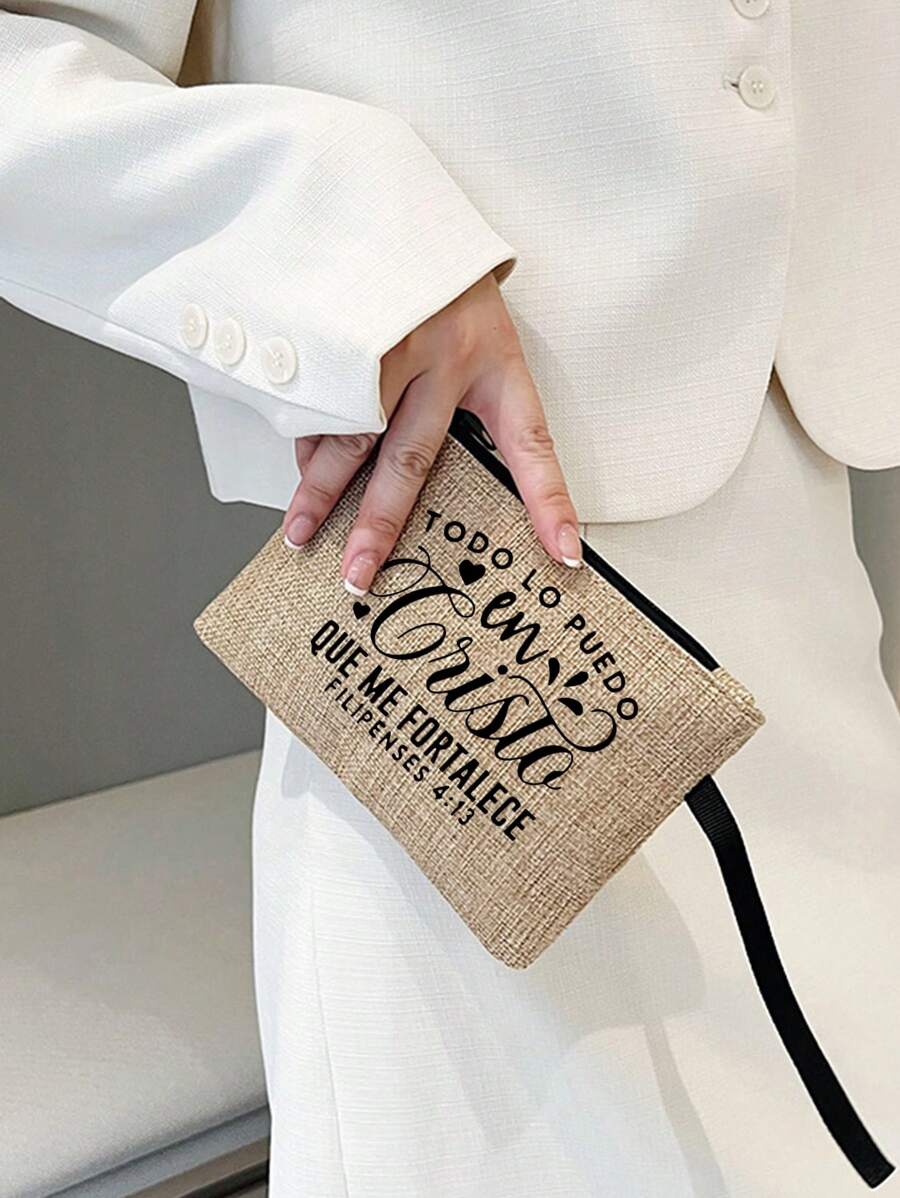 Italian Milan Linen Canvas Tote Bag Set: Lightweight Shopping Bag With Mini Coin Purse. Travel Cosmetic Bag: Perfect Choice For Outdoor Makeup! As An Excellent Gift Choice, Suitable For Mothers, Teach