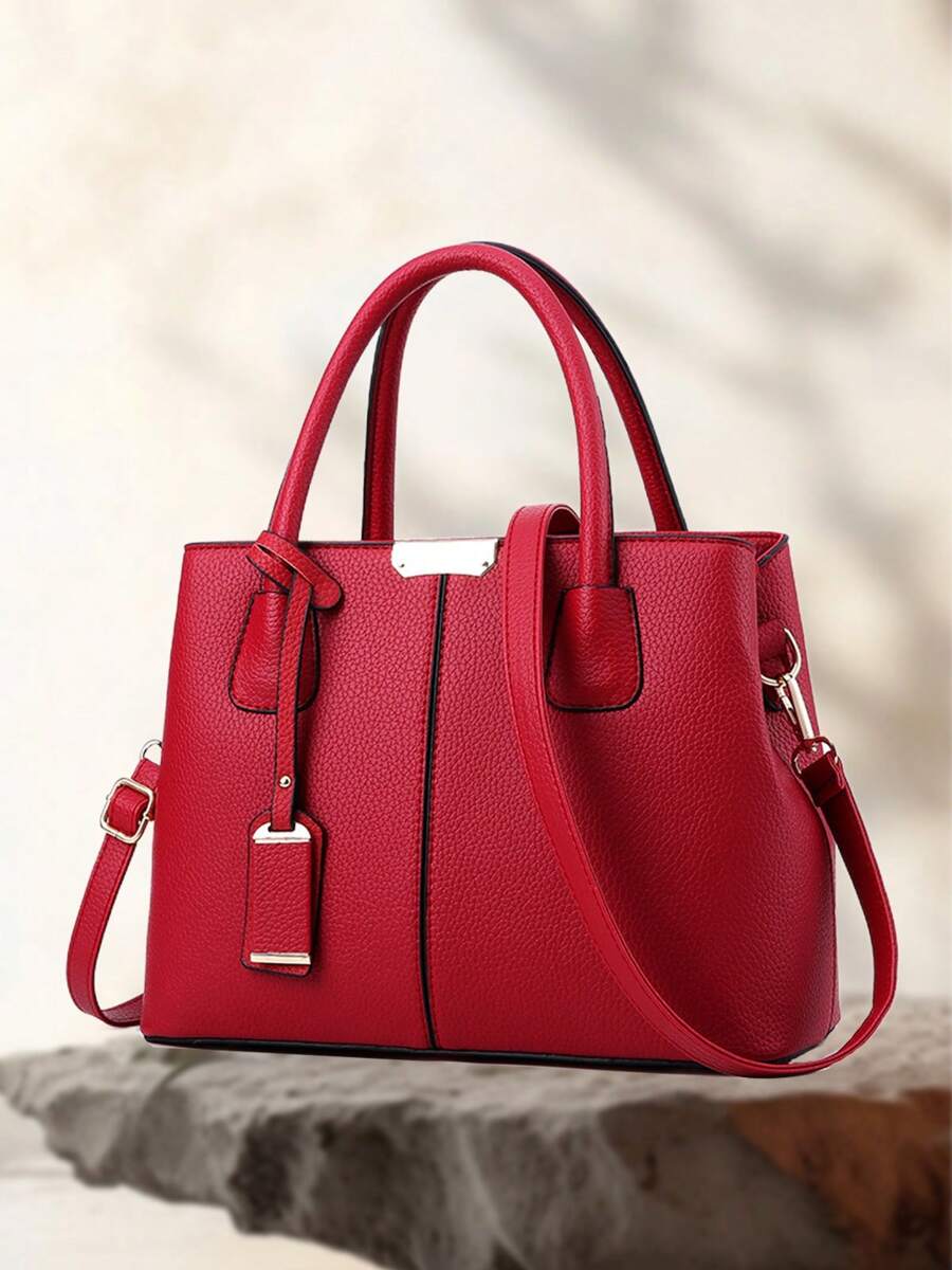 Women's Elegant Tote Bag Causal PU Leather Shoulder Bag Fashionable Office Commuter Medium Handbag