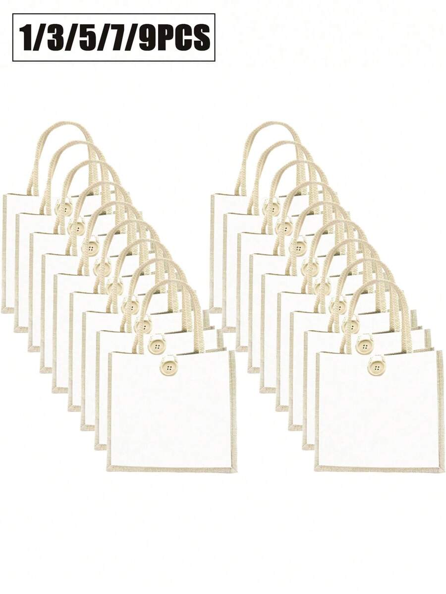 1/3/5/7/9pcs Linen Tote Bags, Shopping Bags, Bridesmaid Wedding Gift Bags