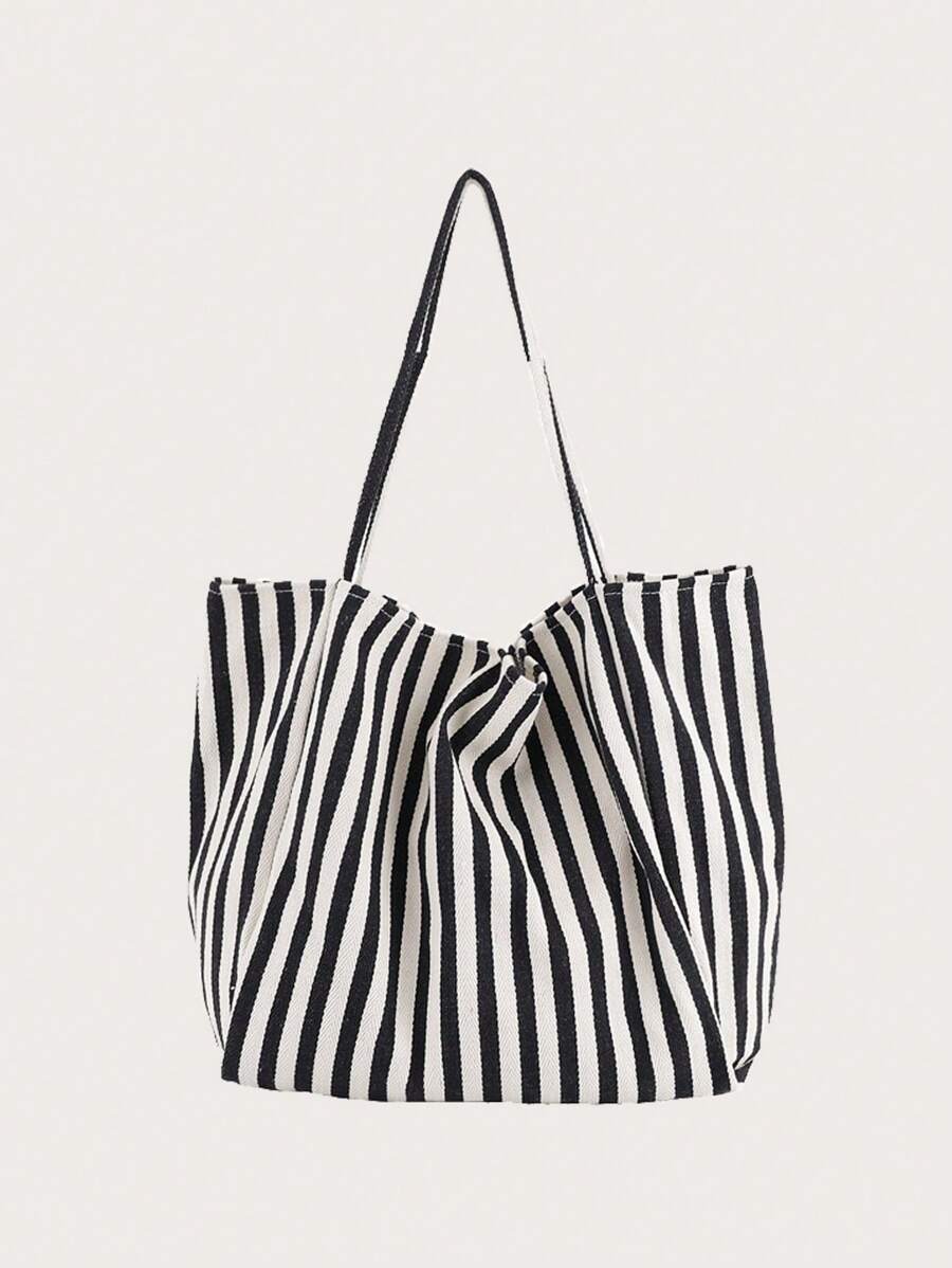 Yogodlns Fashionable Retro Minimalist Tote Bag, Artistic Style, Large Capacity, Versatile Use, Ideal For Work, School, Outings, Book Bag Or Beach Bag, Beach