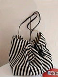 Yogodlns Fashionable Retro Minimalist Tote Bag, Artistic Style, Large Capacity, Versatile Use, Ideal For Work, School, Outings, Book Bag Or Beach Bag, Beach