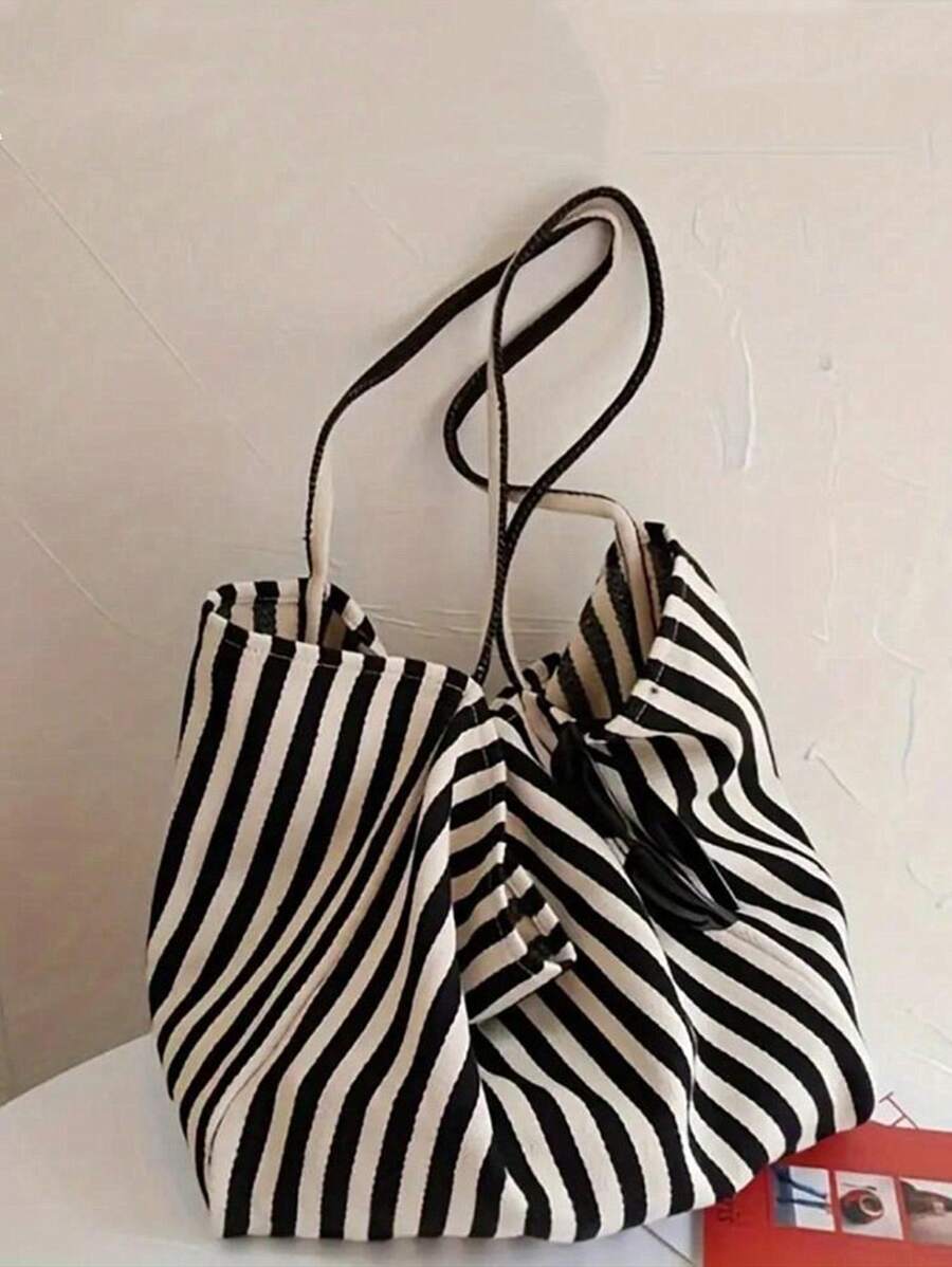 Yogodlns Fashionable Retro Minimalist Tote Bag, Artistic Style, Large Capacity, Versatile Use, Ideal For Work, School, Outings, Book Bag Or Beach Bag, Beach