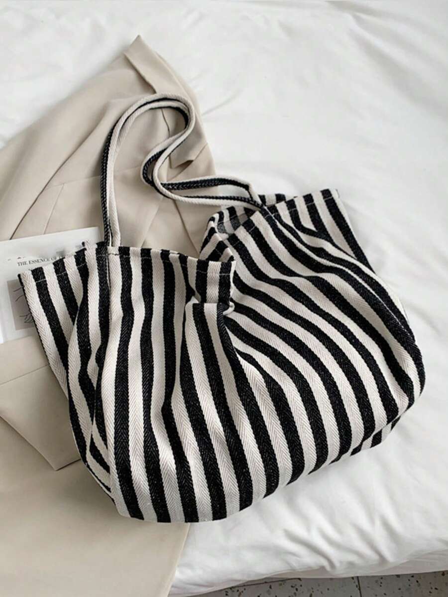 Yogodlns Fashionable Retro Minimalist Tote Bag, Artistic Style, Large Capacity, Versatile Use, Ideal For Work, School, Outings, Book Bag Or Beach Bag, Beach