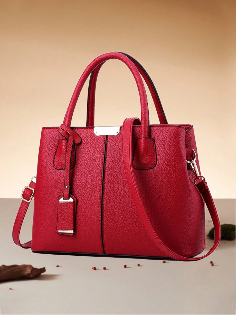 Women's Elegant Tote Bag Causal PU Leather Shoulder Bag Fashionable Office Commuter Medium Handbag