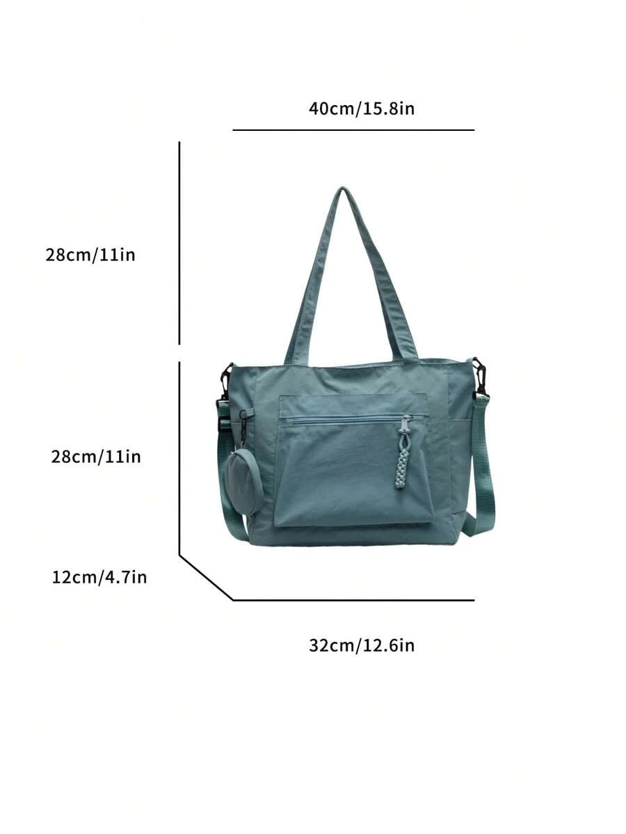 1pc Large Capacity Unisex Tote Bag With Wallet, New Korean Style Student Casual Crossbody Bag, Canvas Courier Bag, Women's Tote Bag With Wallet