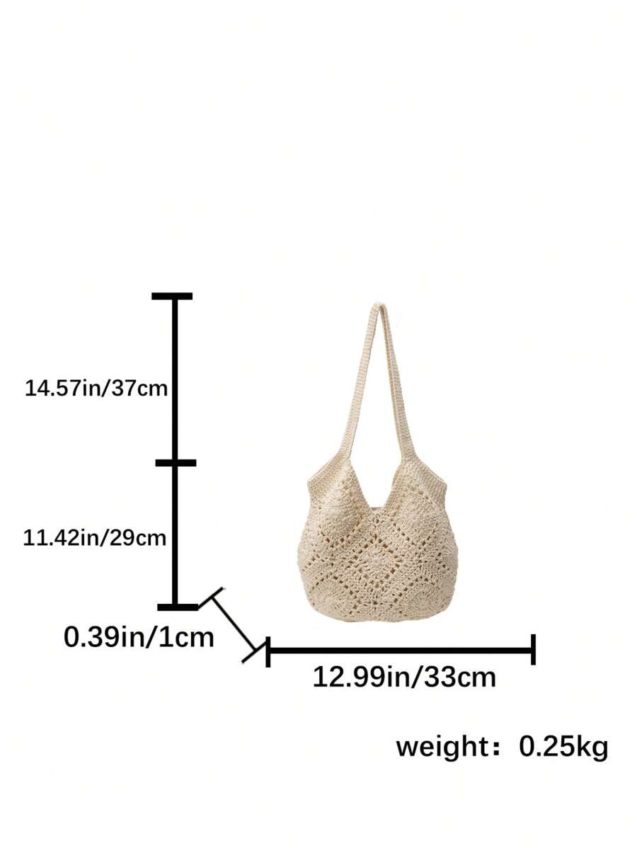 Swim Chiccia Handmade Crochet Hollow Tote Bag, Large Capacity, Pure Handwoven, Suitable For Summer Beach Vacation, Travel, Sweet Lady Bag, Beach Necessities, Beach Essentials,Beach Stuff & Summer Esse