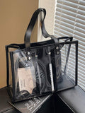 Simple Transparent Beach Tote Bag, Large Capacity Shoulder Handbag For Women, Beach Bags