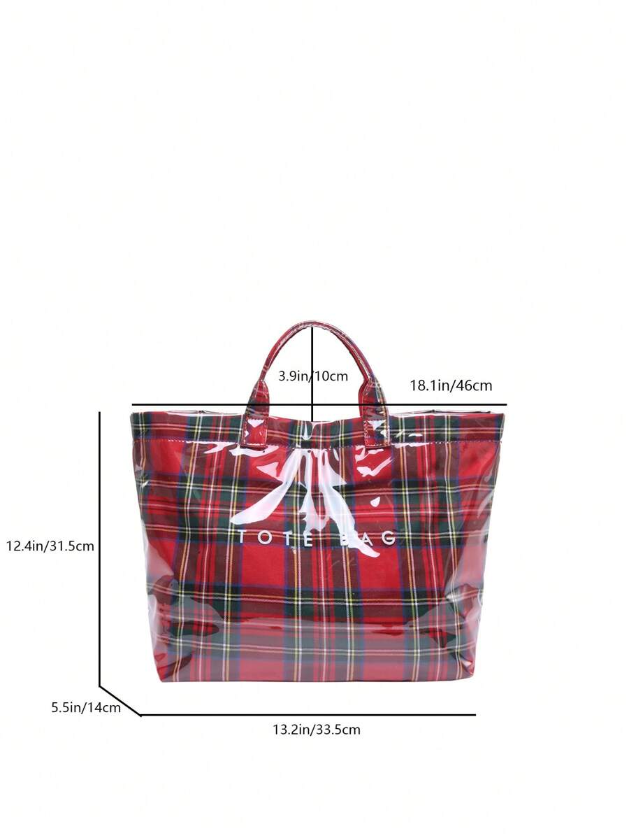 Fashionable Tote Bag- Large Capacity, Made Of Lightweight PVC And Kraft Paper, With Hook And Loop Closure, Stylish Choice For Women, Jelly Bag