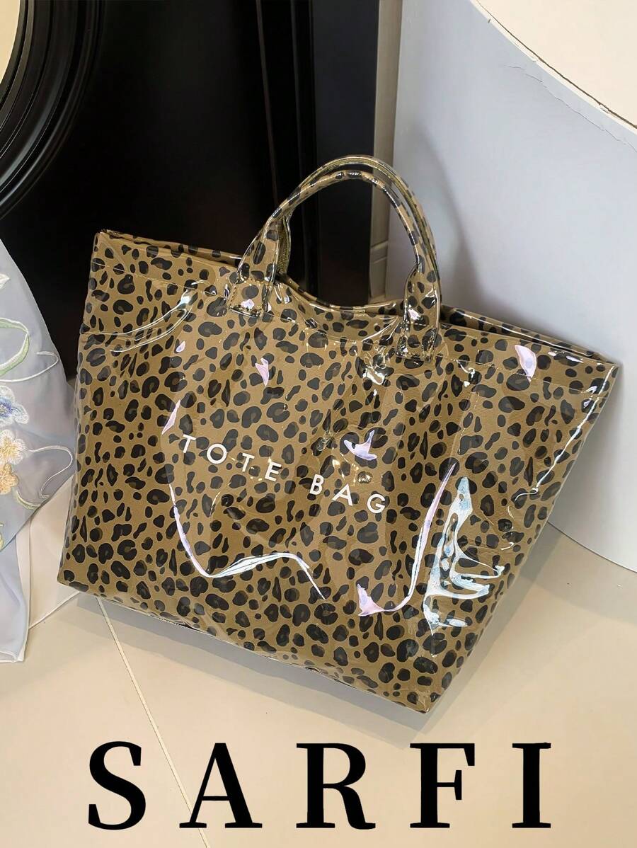 Summer New Polka Dot Color Block Design Women's Tote Bag, Fashionable Minimalist Waterproof PVC Handbag/Vacation Bag