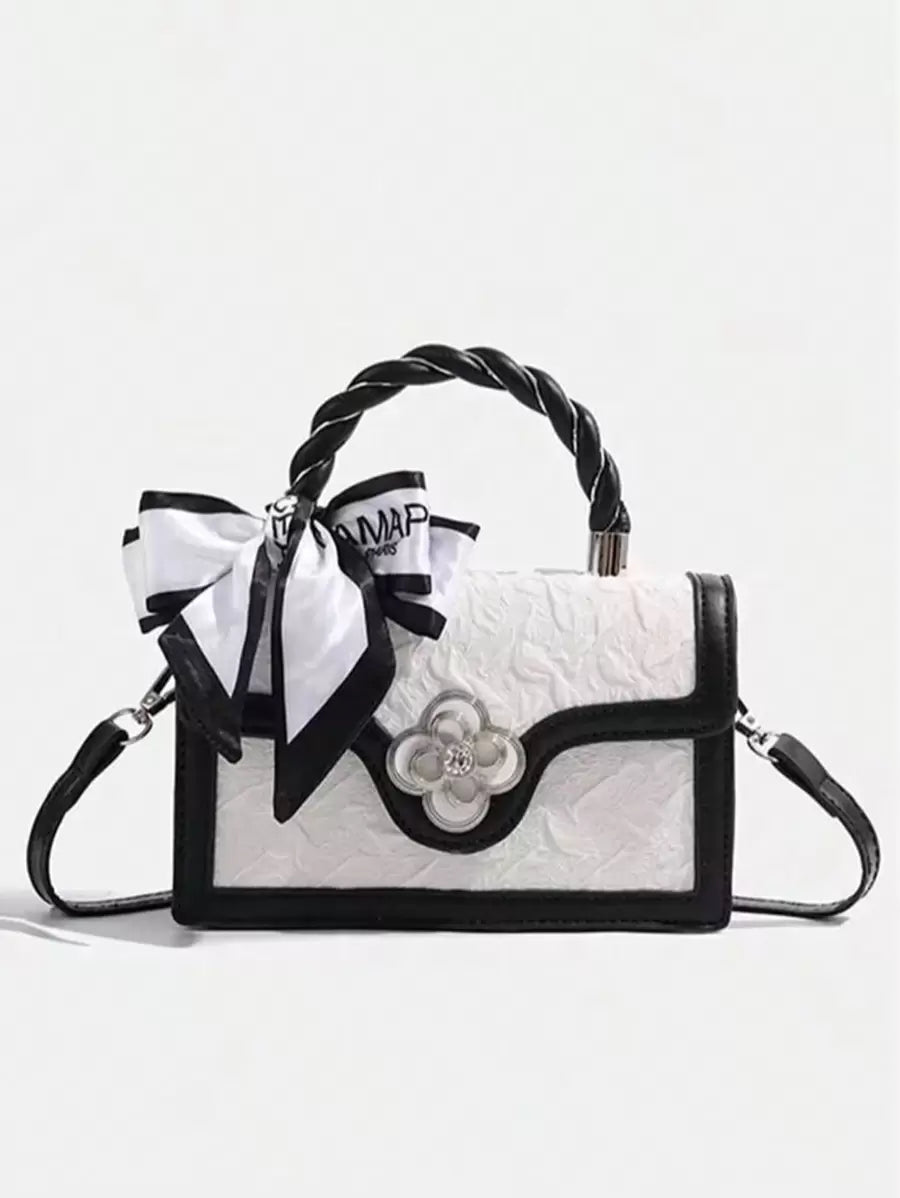 Fashionable High-End Pu Tote Bag With Versatile Square Shape And Cute Cherry Print, Perfect For Shopping, Dating Or Cross-Body For Girls Send Scarf.