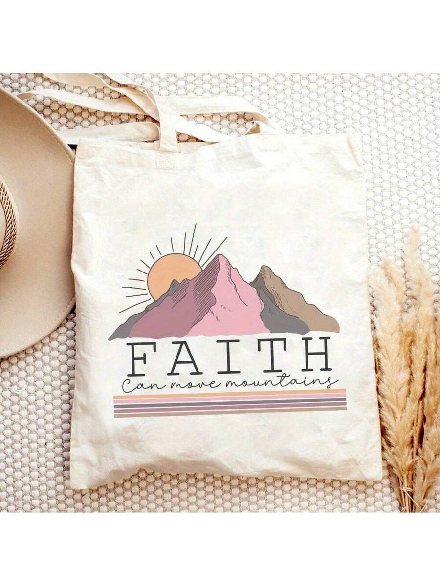 Upgraded Christian Tote Bag, Christian Gift, Church Bible Verse Handbag, Christian Print Handbag, Large Capacity, Fashionable And Simple Style, Durable Canvas Bag, Suitable For Outdoor Picnics And Par