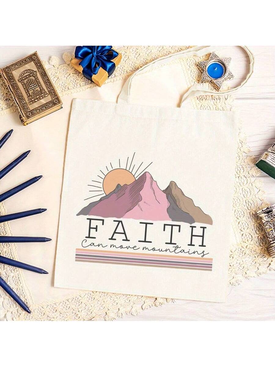 Upgraded Christian Tote Bag, Christian Gift, Church Bible Verse Handbag, Christian Print Handbag, Large Capacity, Fashionable And Simple Style, Durable Canvas Bag, Suitable For Outdoor Picnics And Par