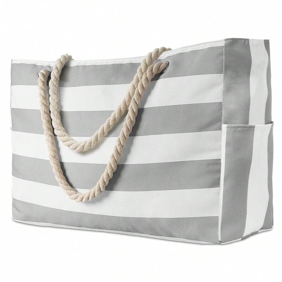 Women's Large Beach Bag, Zipper Waterproof Sand-Proof Tote Bag, Suitable For Swimming Pool (Random Pattern)