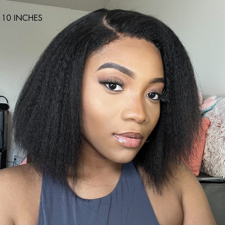 Natural Kinky Straight Glueless 5x5 / 13x4 HD Lace Long Wig 100% Human Hair - US Only