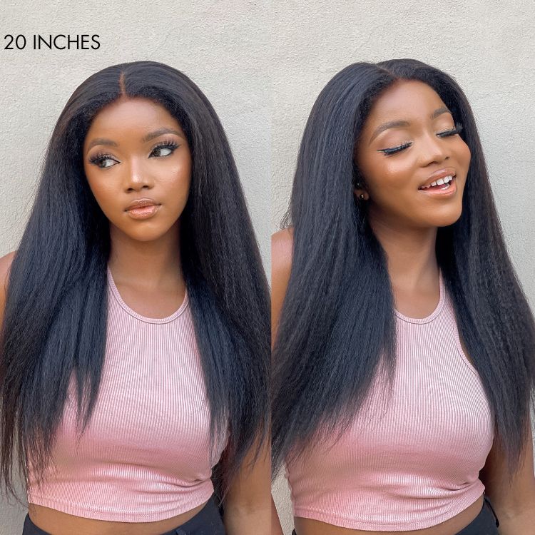 Natural Kinky Straight Glueless 5x5 / 13x4 HD Lace Long Wig 100% Human Hair - US Only