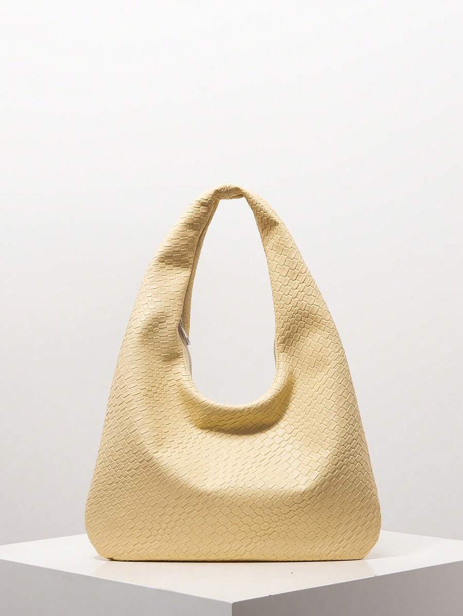 Vintage Woven Faux Leather Shoulder Bag, Casual Tote Bag For Ladies, Work Bag For Women, New Year's Outfit, Elegant Women Bag (Pattern Random)