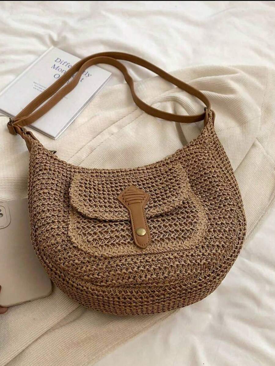 Dedoo Fashionable Minimalist Woven Crossbody Bag, Women's Versatile Casual Shoulder Bag, Suitable For Summer Beach Vacation, Beach Tote, Ideal For Summer, Vacation And Daily Use, Travel Essential