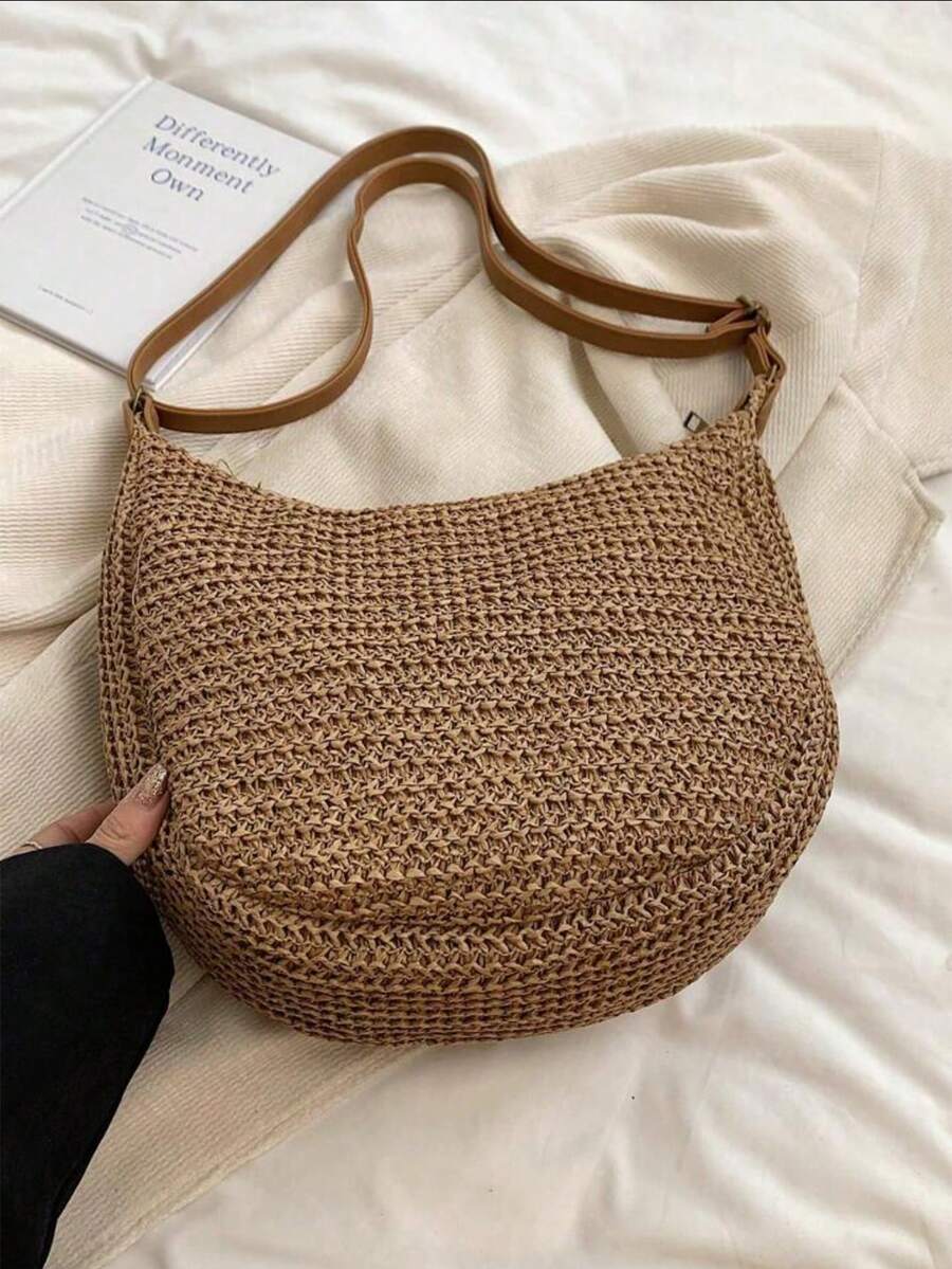 Dedoo Fashionable Minimalist Woven Crossbody Bag, Women's Versatile Casual Shoulder Bag, Suitable For Summer Beach Vacation, Beach Tote, Ideal For Summer, Vacation And Daily Use, Travel Essential