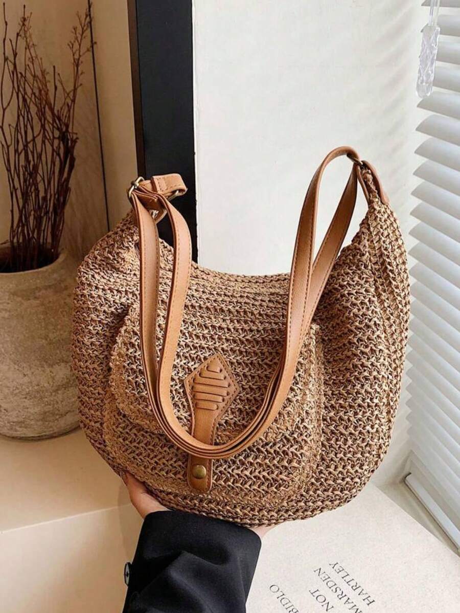 Dedoo Fashionable Minimalist Woven Crossbody Bag, Women's Versatile Casual Shoulder Bag, Suitable For Summer Beach Vacation, Beach Tote, Ideal For Summer, Vacation And Daily Use, Travel Essential
