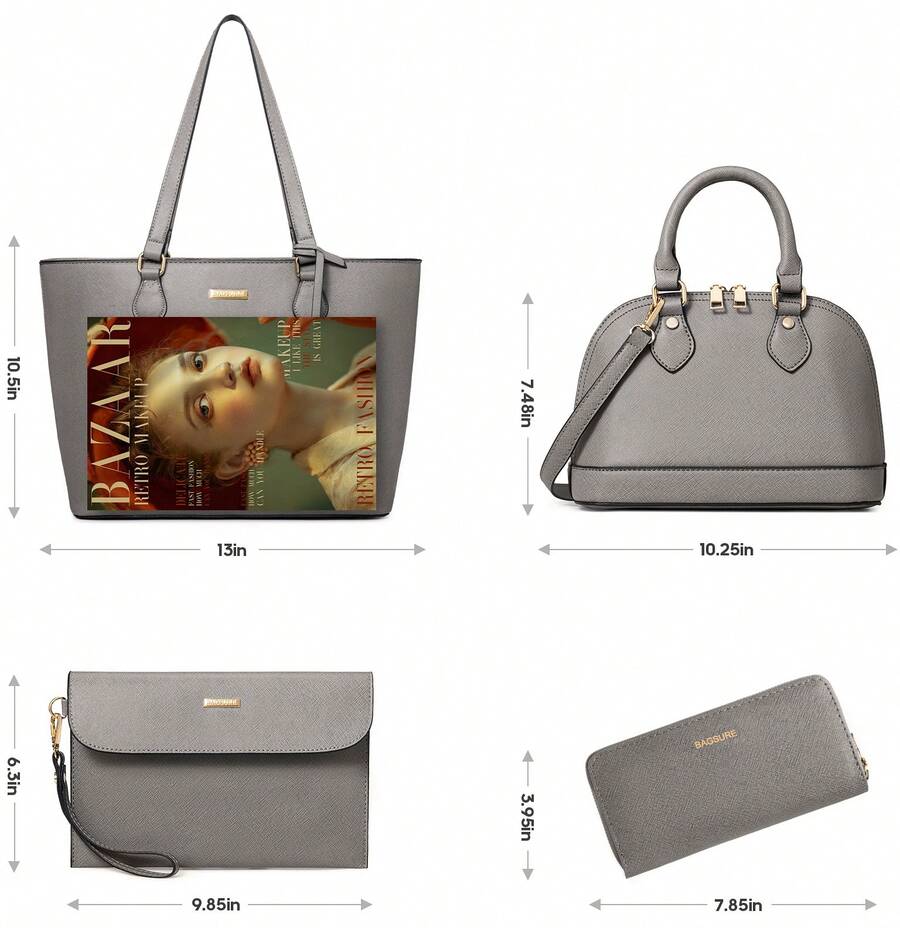 UKEIN 4PCS Women Fashion Handbags Purses Wallet Tote Shoulder Bags Casual Crossbody Bags, Best Valentine's Day Gift For Ladies Girls, Satchel Purse Set 4pcs